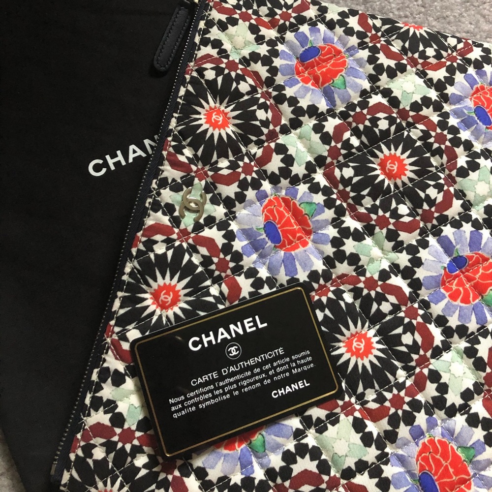 Chanel Quilted Cloth Floral Cosmetic Case - Picture 6 of 7